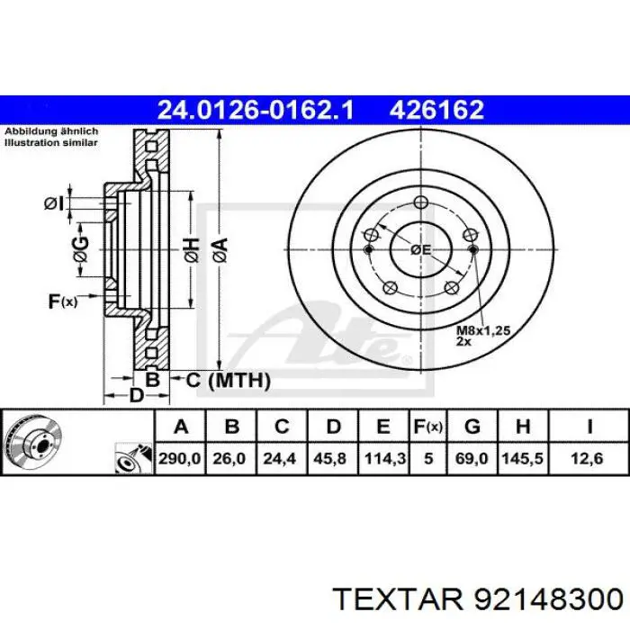 92148300 Textar freno de disco delantero