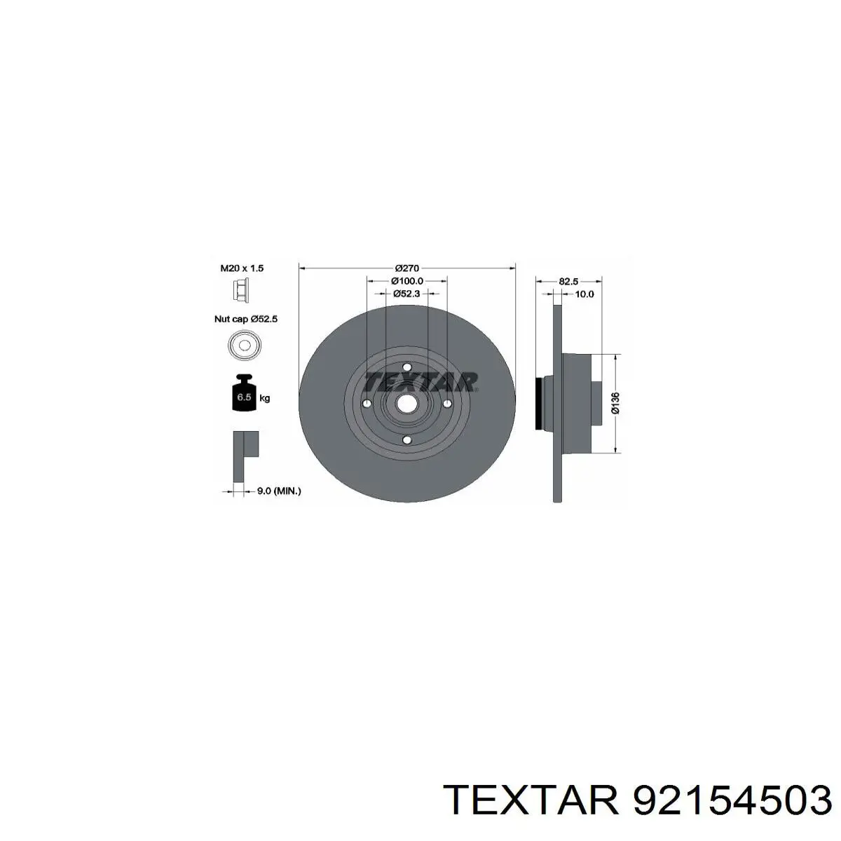 Disco de freno trasero Textar 92154503 precio, desde 73,11 EUR