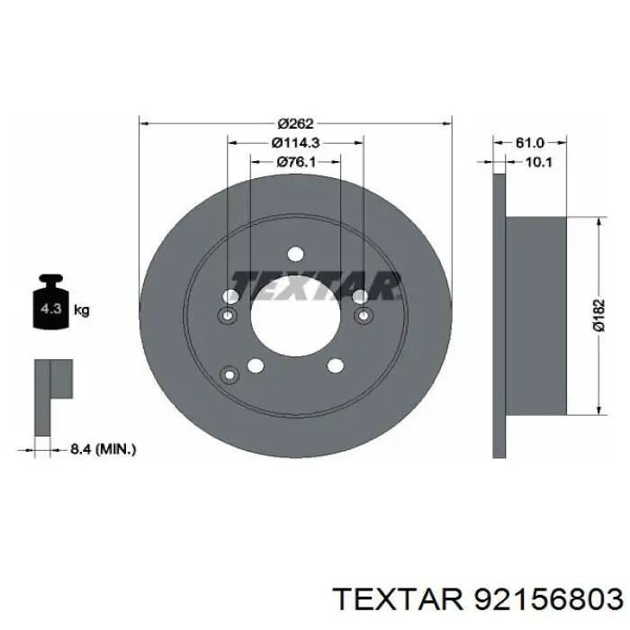 92156803 Textar disco de freno trasero