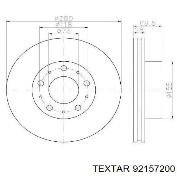 92157200 Textar freno de disco delantero