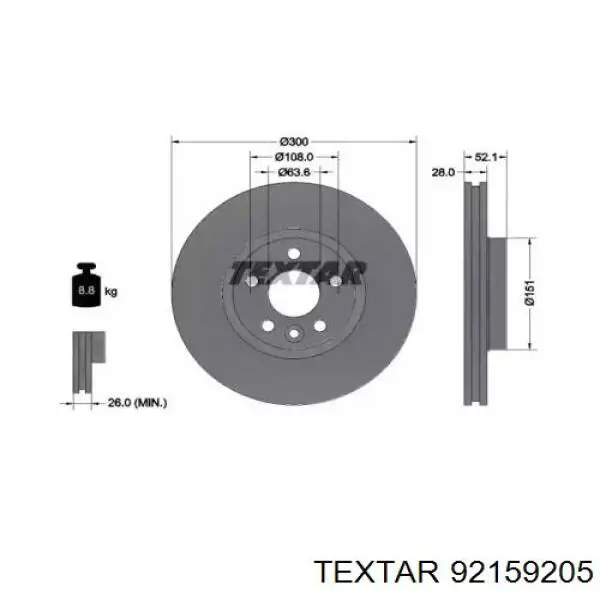 Comprar 92159205 Textar Freno de disco delantero