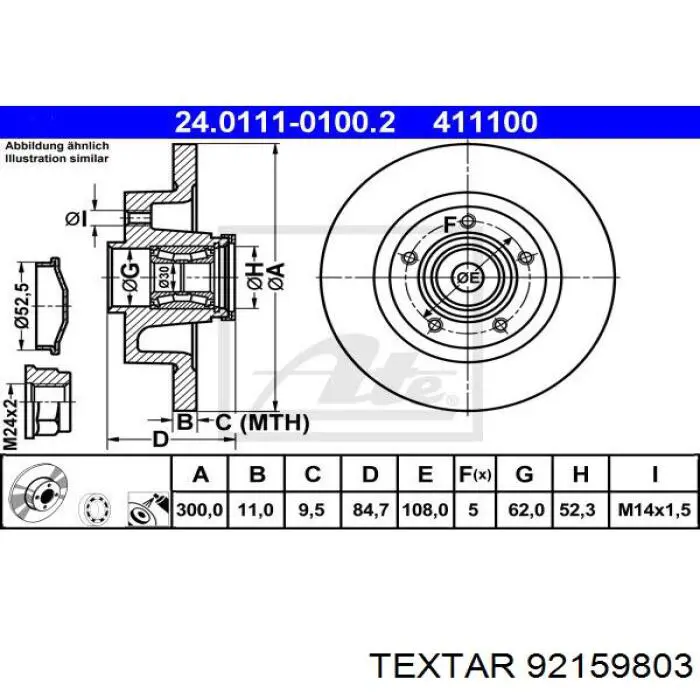 92159803 Textar disco de freno trasero