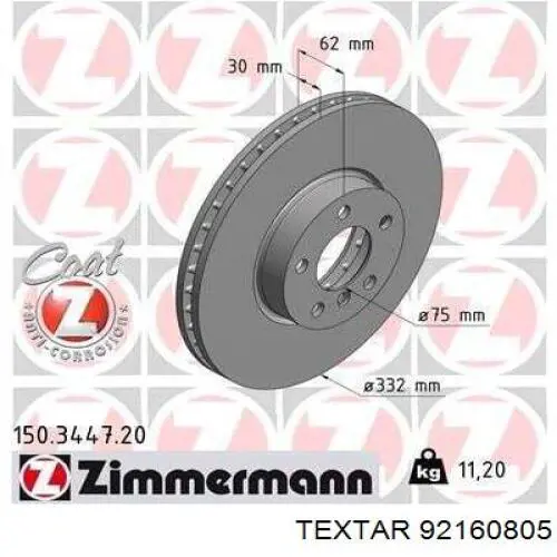 92160805 Textar freno de disco delantero