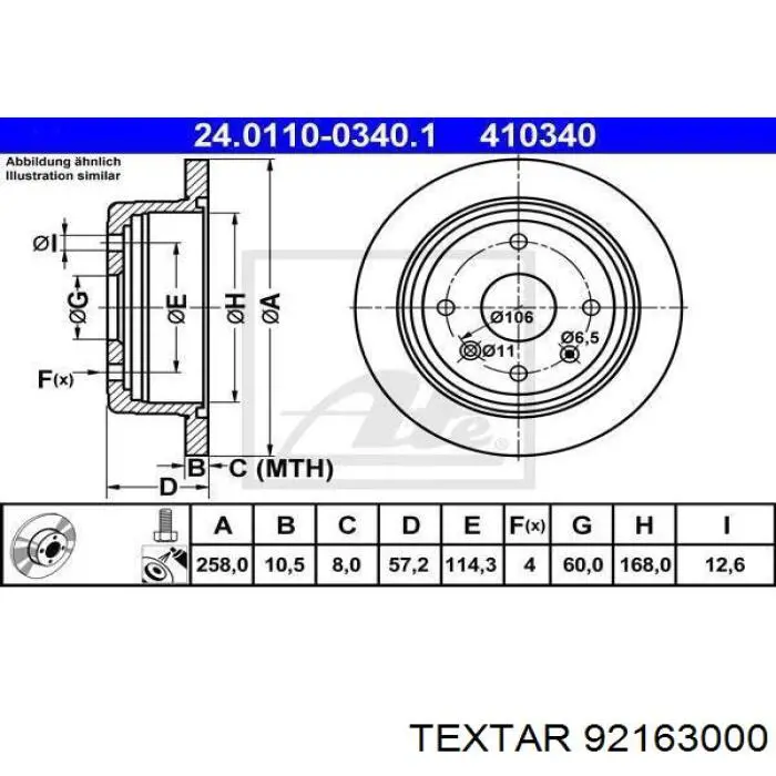 92163000 Textar disco de freno trasero