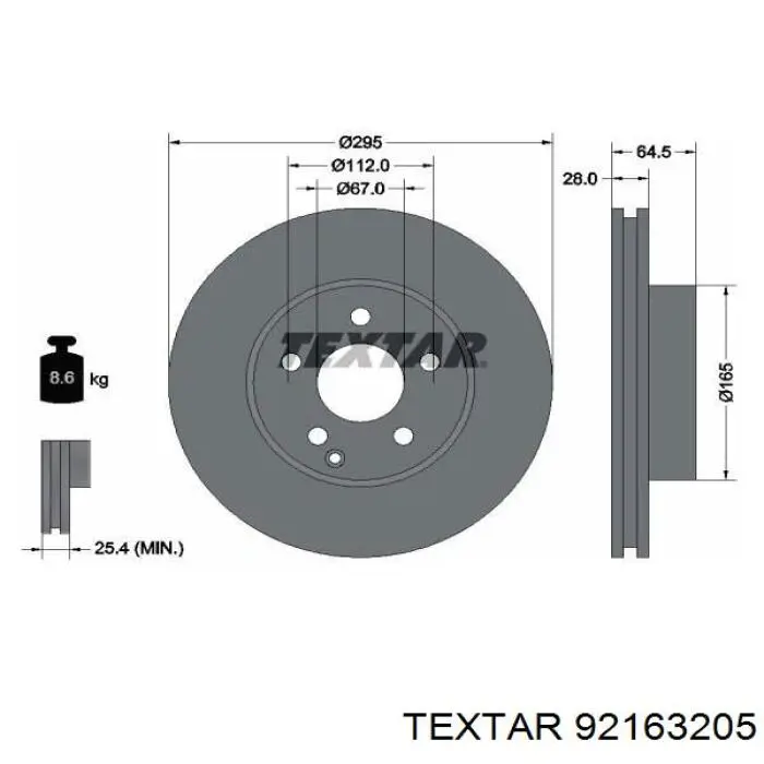 92163205 Textar disco de freno delantero