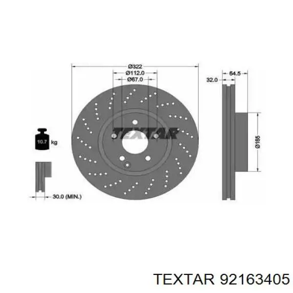 92163405 Textar freno de disco delantero