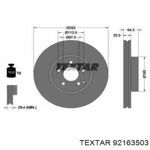 92163503 Textar disco de freno delantero