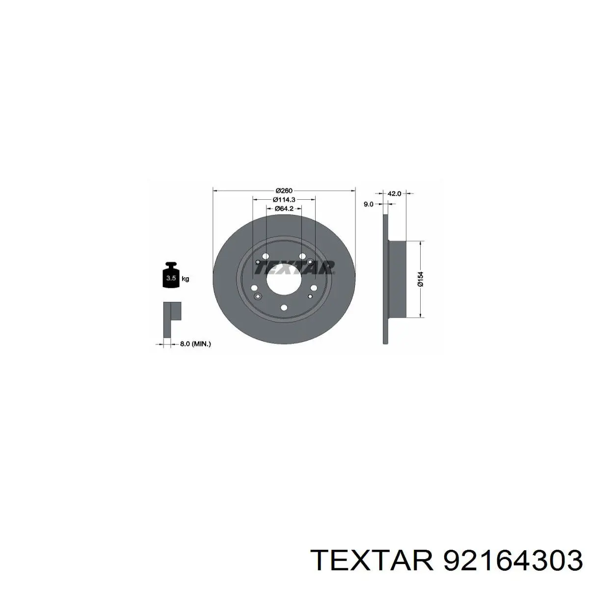 92164303 Textar disco de freno trasero