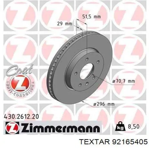 Comprar 92165405 Textar Freno de disco delantero