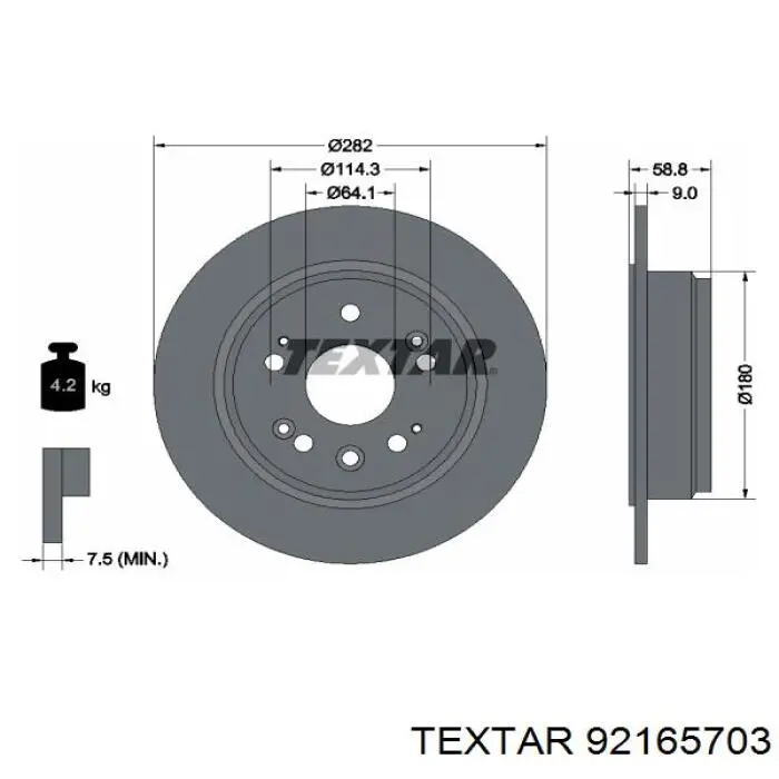 92165703 Textar disco de freno trasero