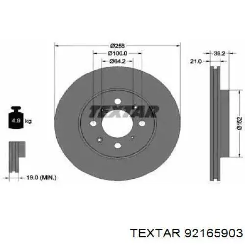 92165903 Textar freno de disco delantero