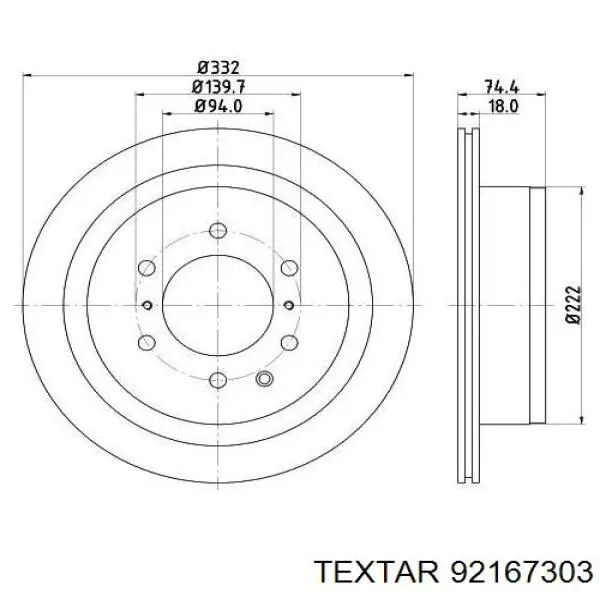 92167303 Textar disco de freno trasero