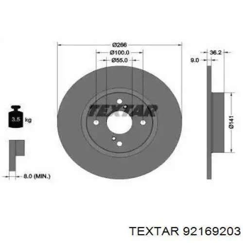Disco de freno trasero Textar 92169203 precio, desde 29,45 EUR