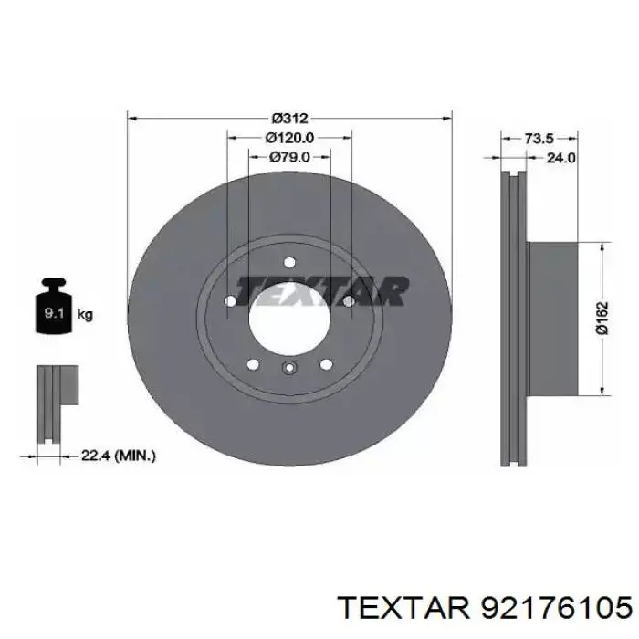 Comprar 92176105 Textar Freno de disco delantero