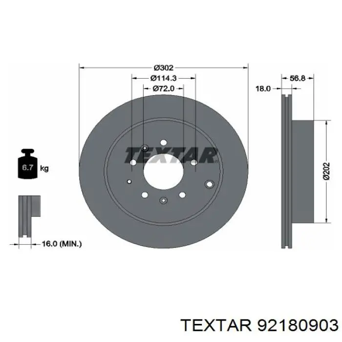 92180903 Textar disco de freno trasero