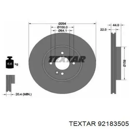 92183505 Textar freno de disco delantero