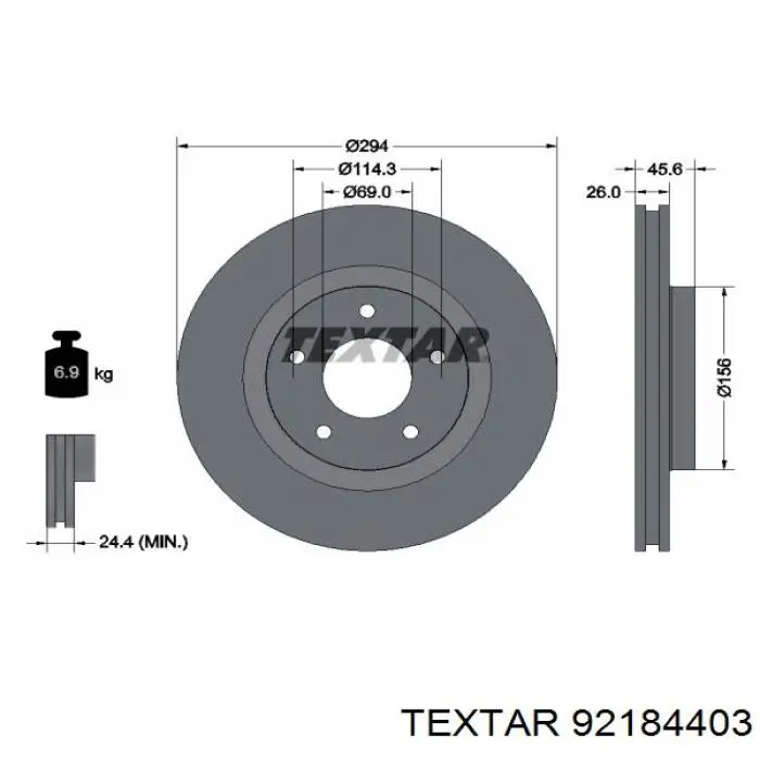 92184403 Textar freno de disco delantero