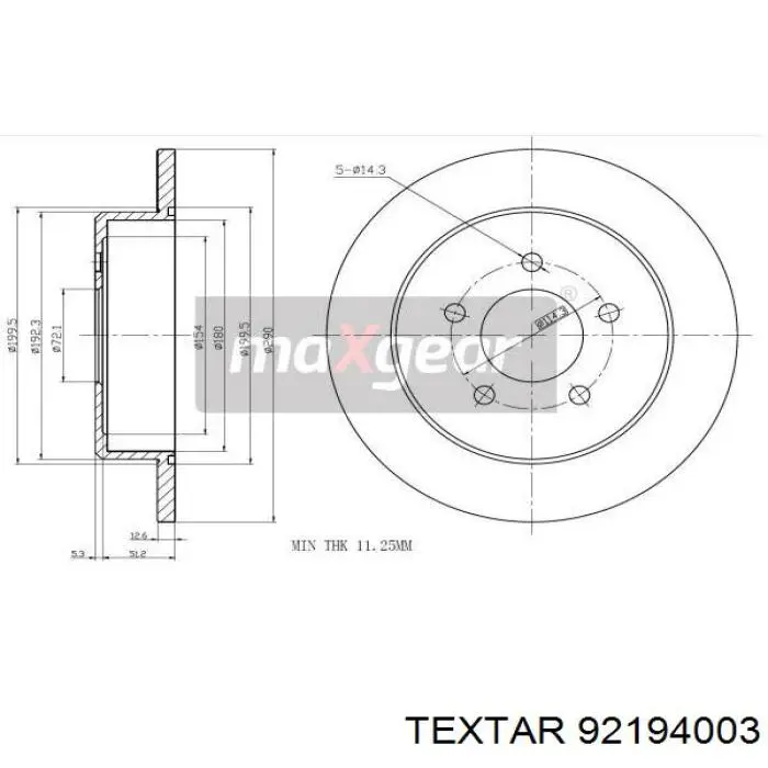 92194003 Textar disco de freno trasero