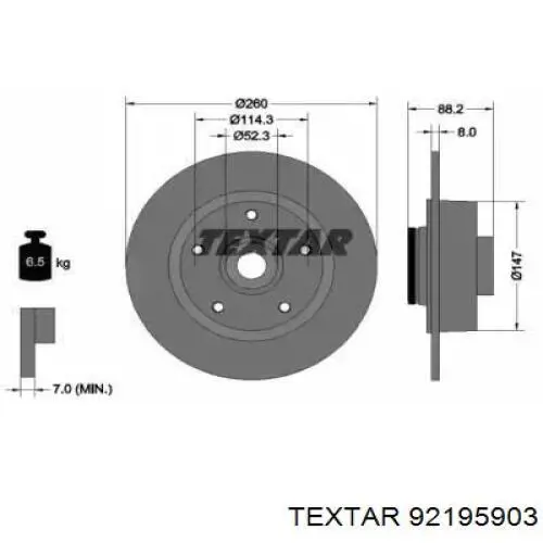 92195903 Textar Freno de disco trasero