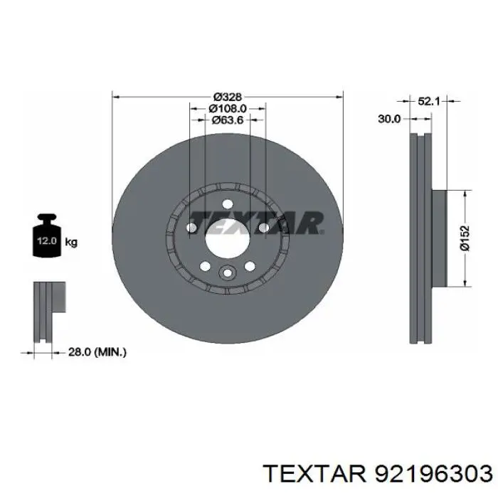 92196303 Textar freno de disco delantero