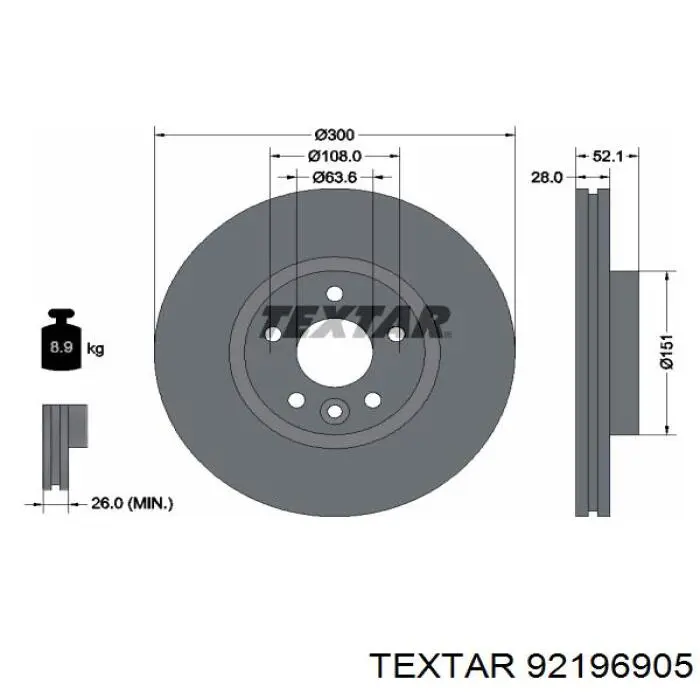 92196905 Textar disco de freno delantero