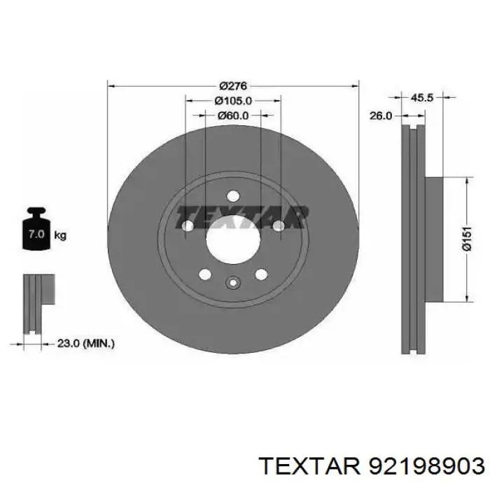 Comprar 92198903 Textar Freno de disco delantero
