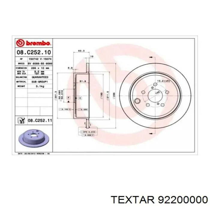 Comprar 92200000 Textar Disco de freno trasero