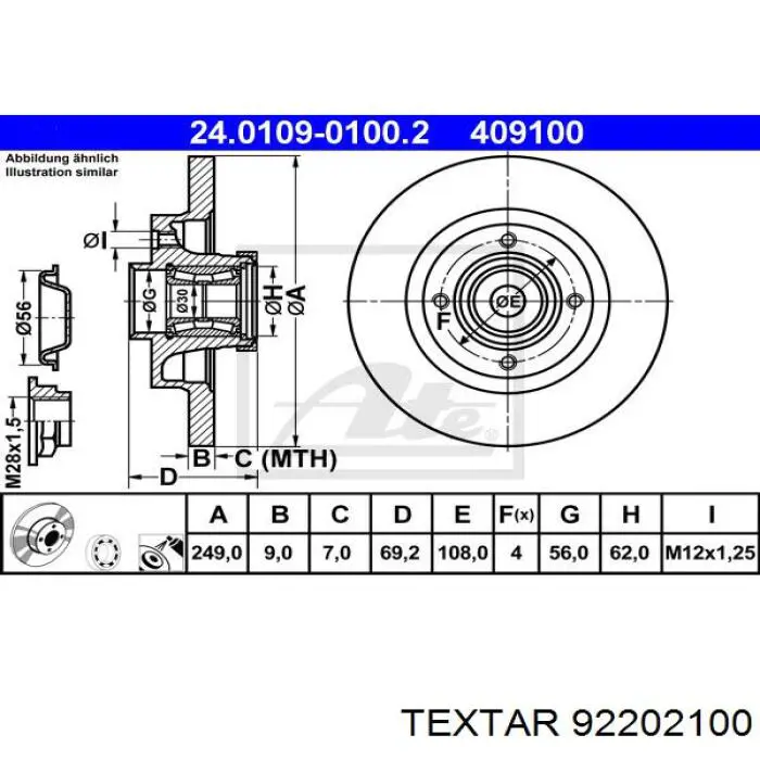 92202100 Textar disco de freno trasero