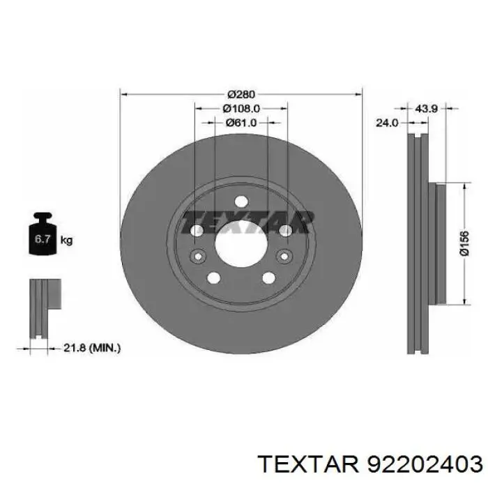 Comprar 92202403 Textar Freno de disco delantero