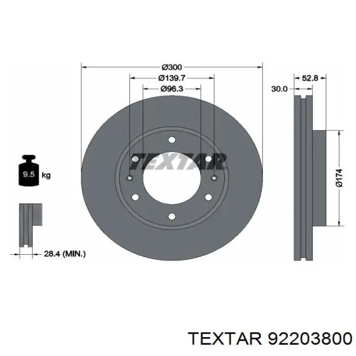 92203800 Textar freno de disco delantero