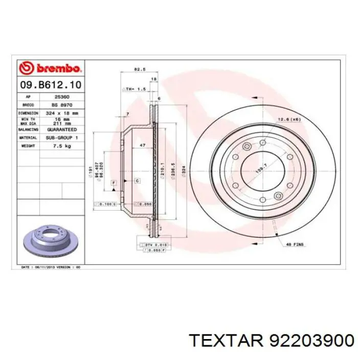 Disco de freno trasero Textar 92203900 precio, desde 67,98 EUR