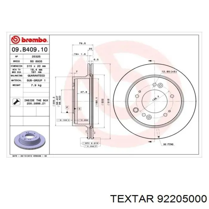 Frenos traseros Textar 92205000