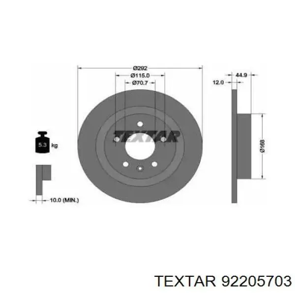 Disco de freno trasero Textar 92205703 precio, desde 40,26 EUR