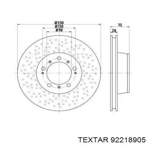 92218905 Textar disco de freno trasero