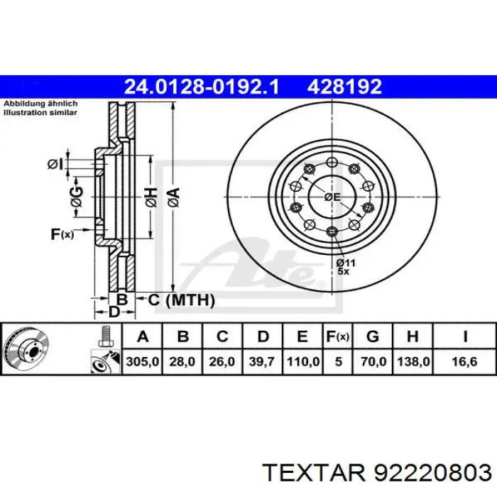 Comprar 92220803 Textar Freno de disco delantero