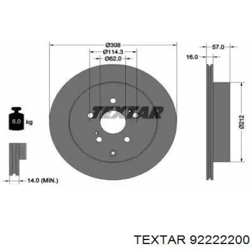 Comprar 92222200 Textar Disco de freno trasero