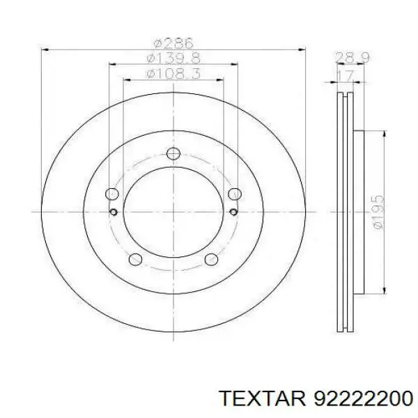 Disco de freno trasero Textar 92222200 precio, desde 51,89 EUR
