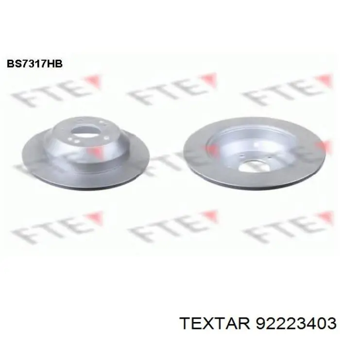 Disco de freno trasero 92223403 Textar