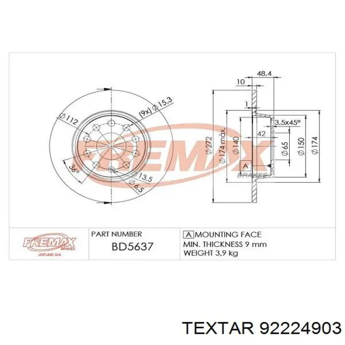 Frenos traseros Textar 92224903