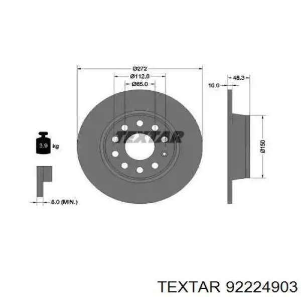92224903 Textar Freno de disco trasero