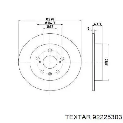 92225303 Textar Freno de disco trasero