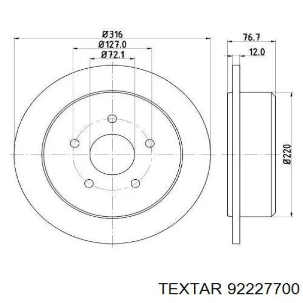 Comprar 92227700 Textar Disco de freno trasero