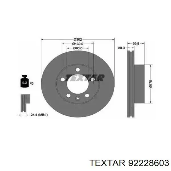 92228603 Textar disco de freno delantero