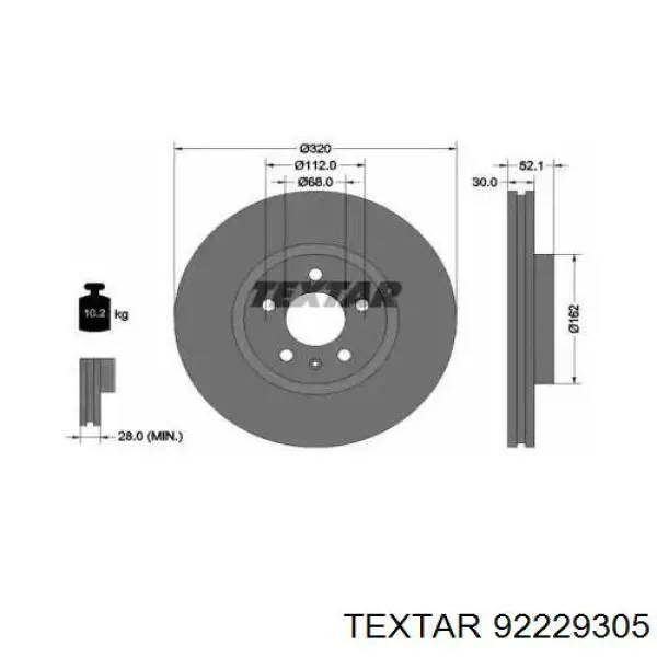 92229305 Textar freno de disco delantero