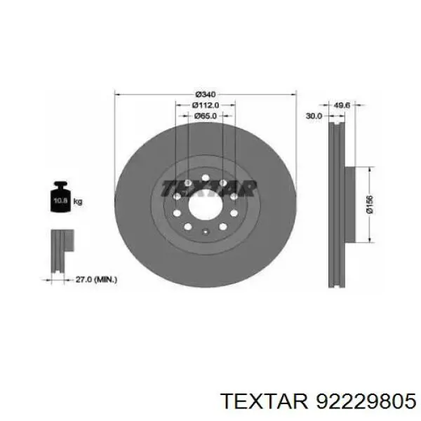 Comprar 92229805 Textar Freno de disco delantero