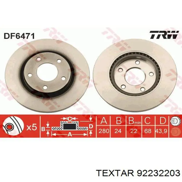 92232203 Textar freno de disco delantero