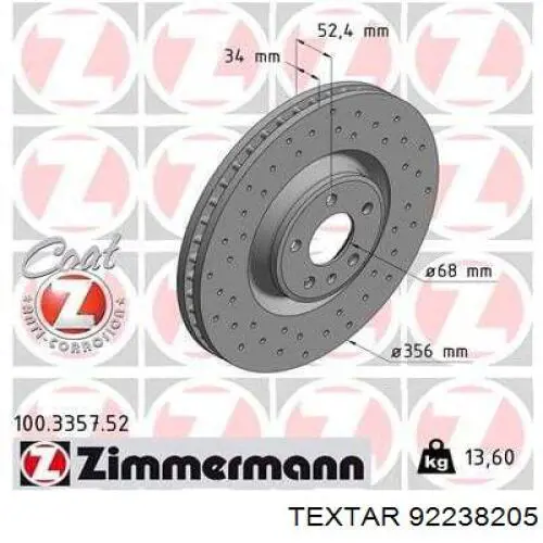 Comprar 92238205 Textar Freno de disco delantero
