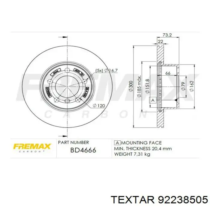 Comprar 92238505 Textar Freno de disco delantero