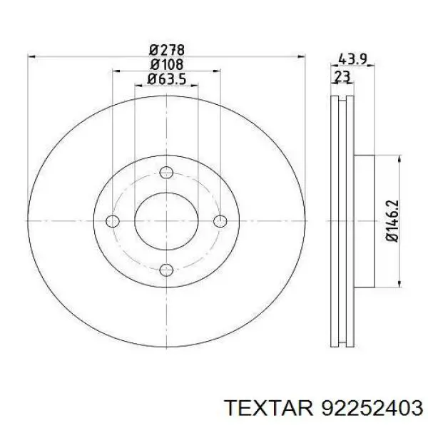 92252403 Textar freno de disco delantero