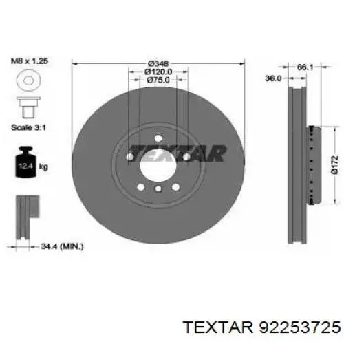 92253725 Textar freno de disco delantero